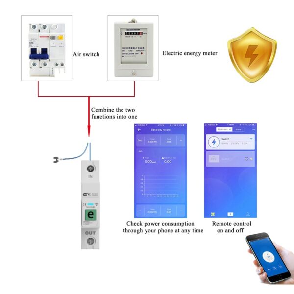1P 63A Smart Geyser Timer WIFI Circuit Breaker Power Monitoring