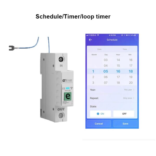 1P 63A Smart Geyser Timer WIFI Circuit Breaker Power Monitoring